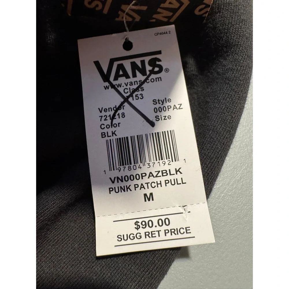Vans Punk Patch Pullover Hoodie Men's Medium Black Graphic Hooded Sweatshirt